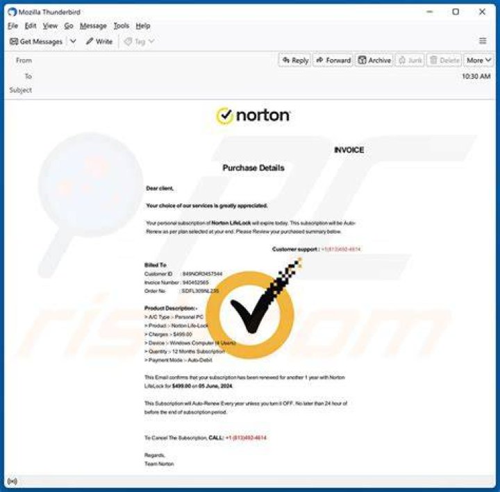 Norton Subscription Will Renew Today Email Scam Removal and recovery